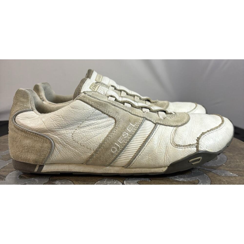 Diesel Loop-On Sneakers Mens 10.5 EU 44 White Leather Low Top Y2K